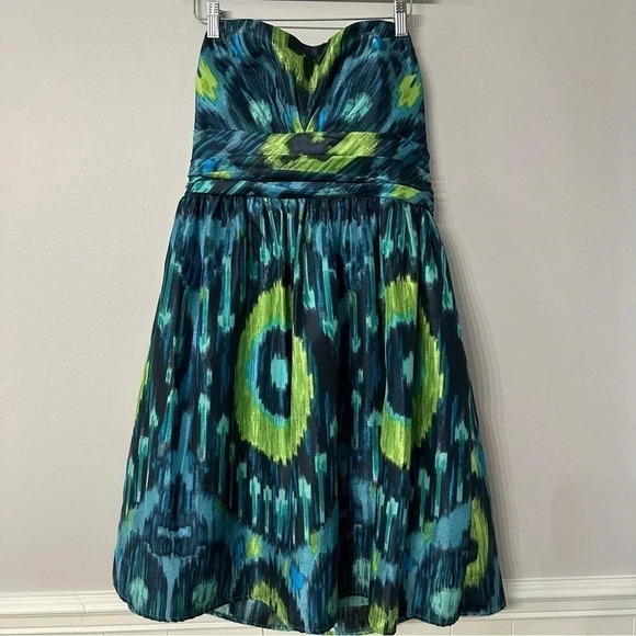 Eliza J Blue and Green Strapless Party Dress With Pockets Sz 12 GUC - Picture 2 of 12